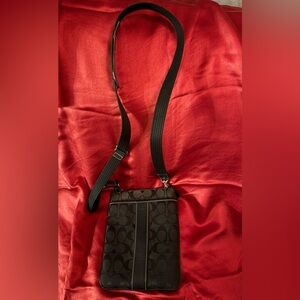 Vintage Coach Black Signature C Jacquard Swingpack Crossbody Messenger Bag